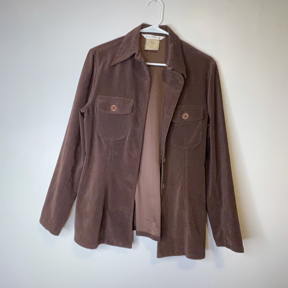 Max Studio Brown Suede Button Down - image 1